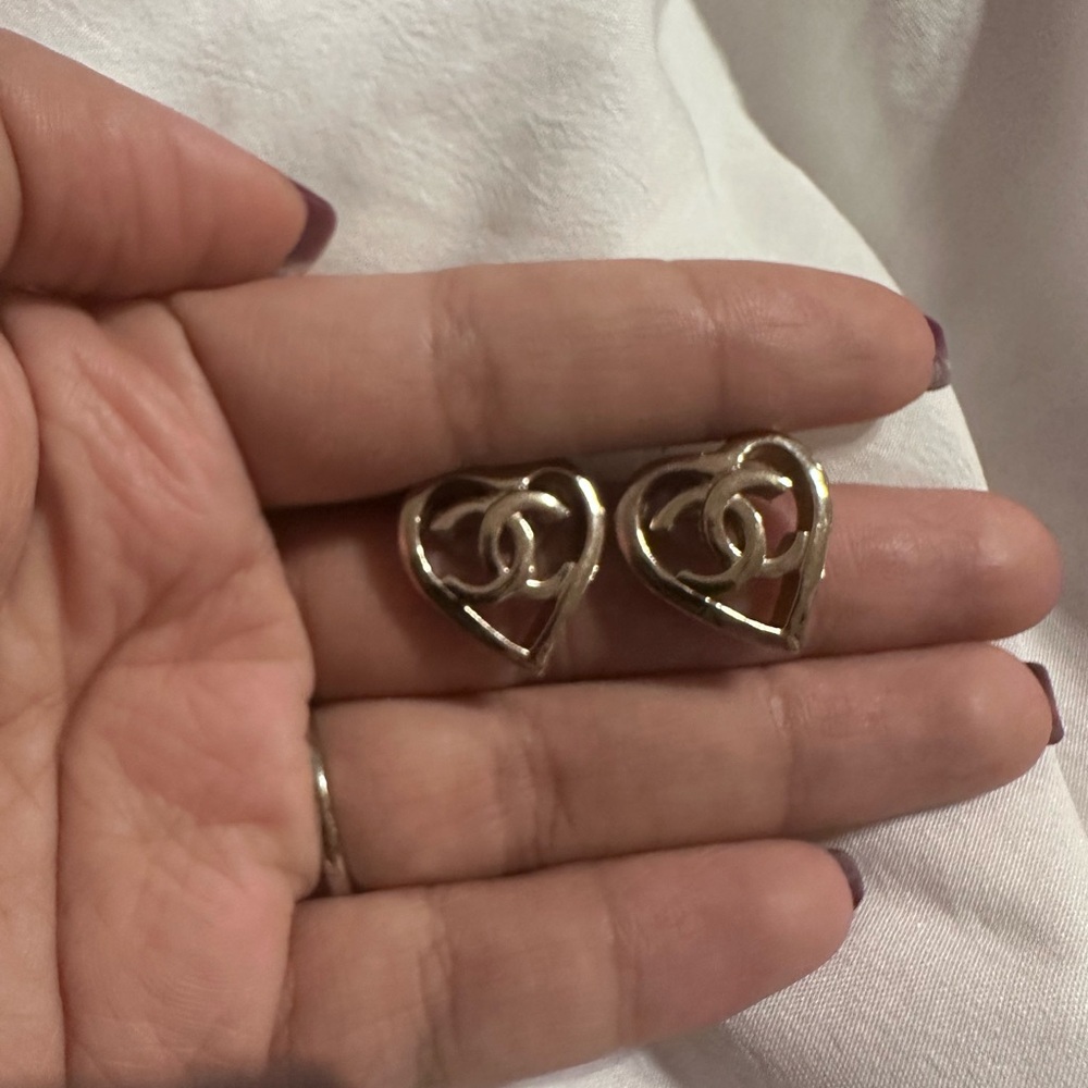 Chanel Gold Heart Earrings